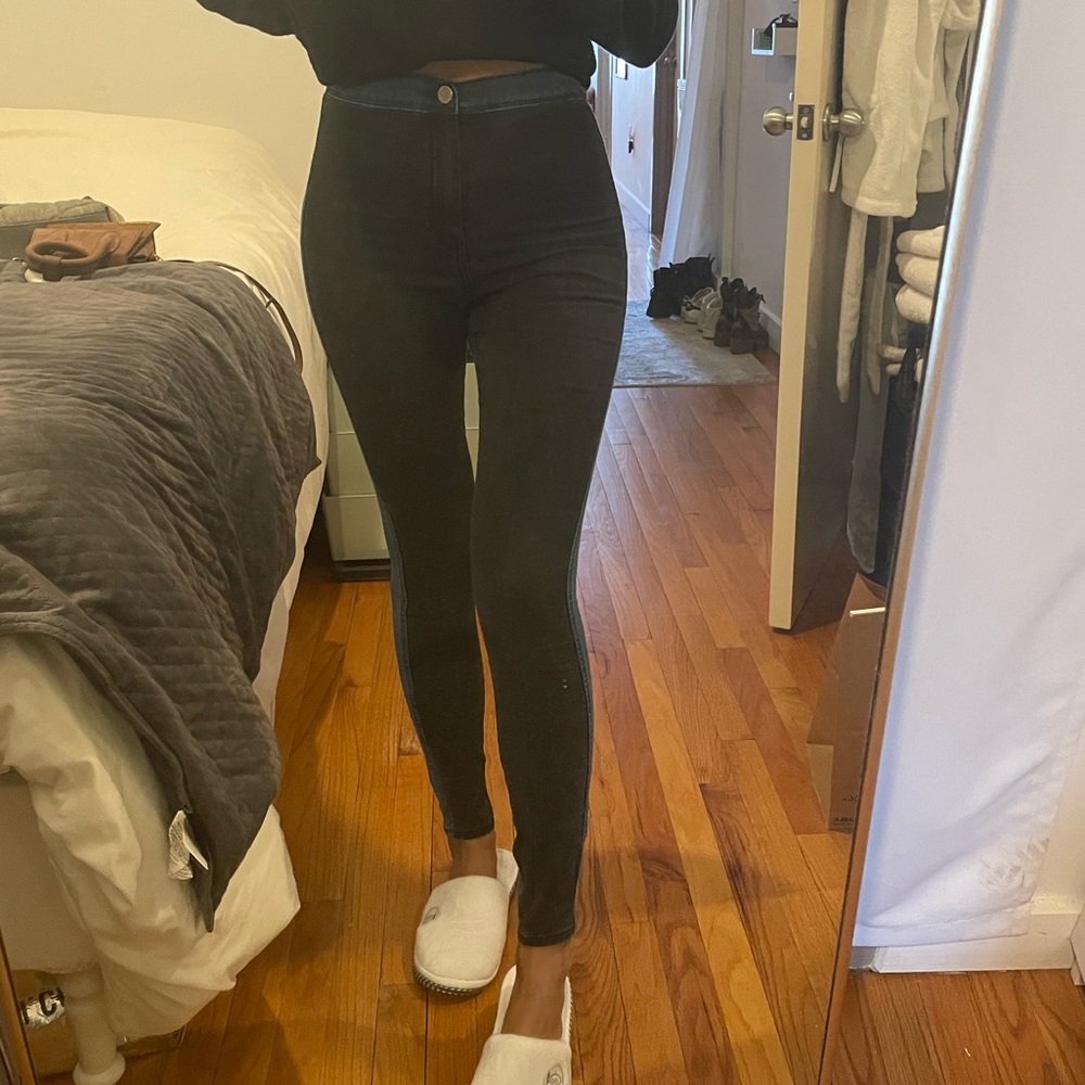 ASOS Black & Blue Denim High Waisted Jeans Size 28/34 Skinny Leg